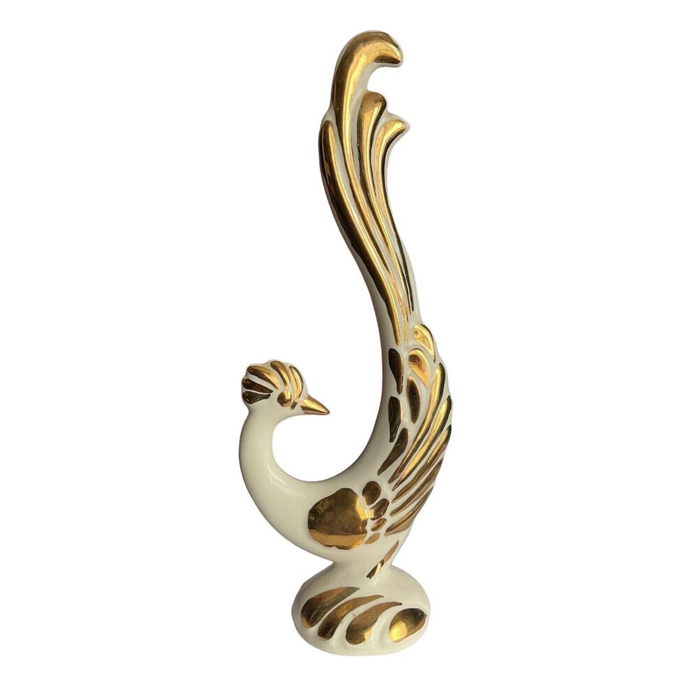 Vtg Bird-Rooster/Pheasant‎ Sculpture Ceramic Porcelain Hand Painted Decorative